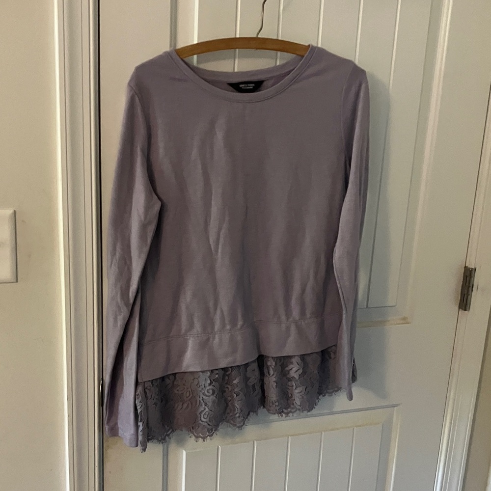 Simply Vera Vera Wang Lilac Lace Hem Sweatshirt